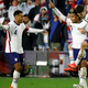 Wes McKennie of the United States is congratulated by Christian Pulisic and Tyler Adams after scoring a goal during the second half of the FIFA World Cup 2022 Qualifier match against Mexico.